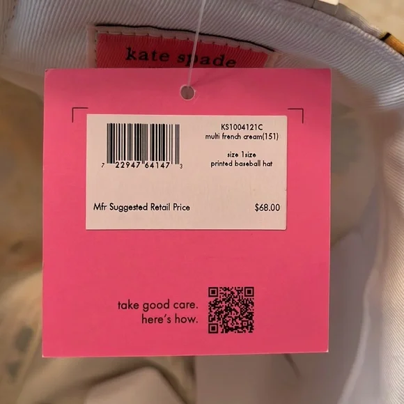 NWT Kate Spade Floral Printed Baseball Cap/Hat - Picture 8 of 9